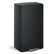 mVm Black Trash Can, 10.6 Gal Stainless Steel Kitchen Trash Can with Foldable Pedal (Black)