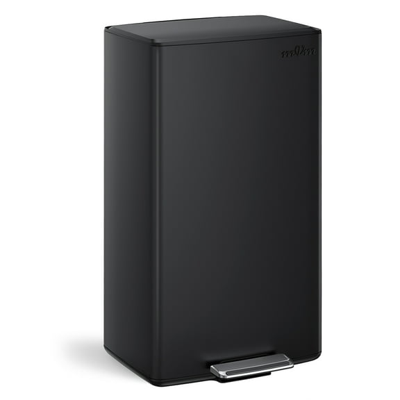 mVm Black Trash Can, 10.6 Gal Stainless Steel Kitchen Trash Can with Foldable Pedal (Black)
