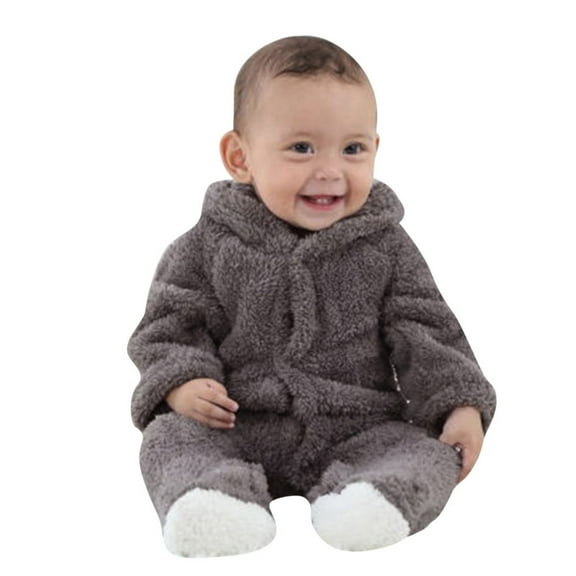 eileial Non-Slip Footed Pajamas Baby-Boys Cotton Coveralls,Gray 9-12 Months