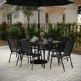 thumbnail image 2 of Flash Furniture 7 Piece Commercial Grade Patio Dining Set with Tempered Glass Patio Table and 6 Chairs with Black Flex Comfort Material Seats and Backs, 2 of 10