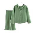 thumbnail image 1 of Odeerbi 2-10 Años Conjunto de Algodón Para Niña Tops Con Capucha Pantalones Acampanados Conjunto de Dos Piezas Chaqueta de Manga Larga Con Capucha Cintura Elástica Pantalones Sueltos, 1 of 4
