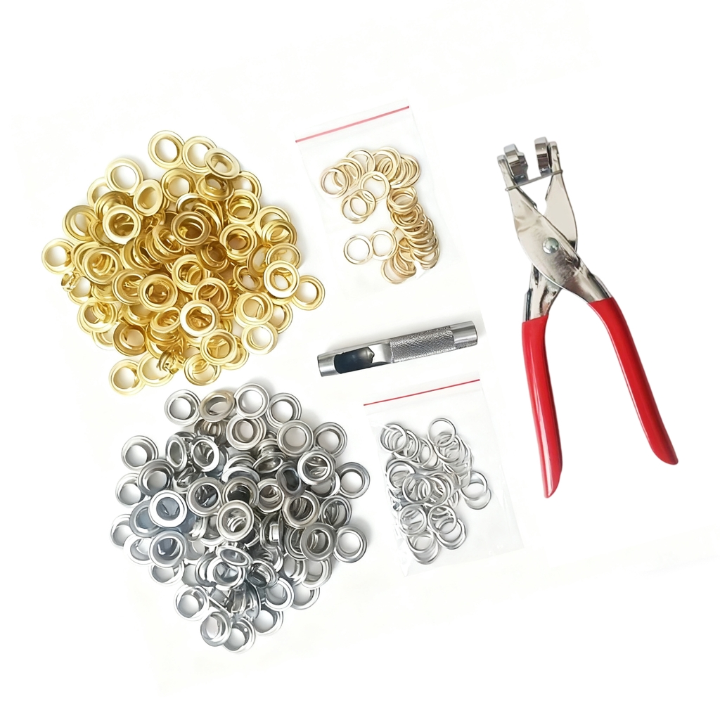 200 Piece 12mm Floral Eyelet Grommet Kit With Punch Pliers And Hole Punch Tool For Leather Fabric Crafting In Two Color