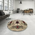 thumbnail image 4 of Ahgly Company Machine Washable Indoor Round Abstract Coffee Brown Area Rugs, 7' Round, 4 of 7