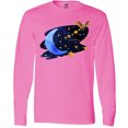thumbnail image 3 of Inktastic Owl Decorating the Night with Moon and Stars Long Sleeve T-Shirt, 3 of 5