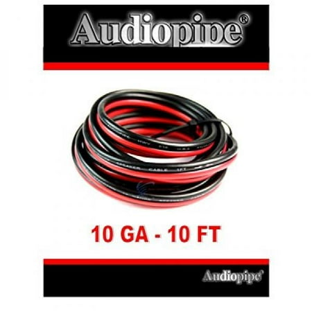 10' Ft. 10 GA Gauge Red Black Stranded 2 Conductor Speaker POWER GROUND (Best Speaker Wire Gauge For A Car)