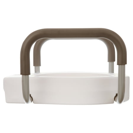 Carex Raised Toilet Seat with Handles, Standard Round Toilets, Adds 3.5" to Height, 250 lb Capacity