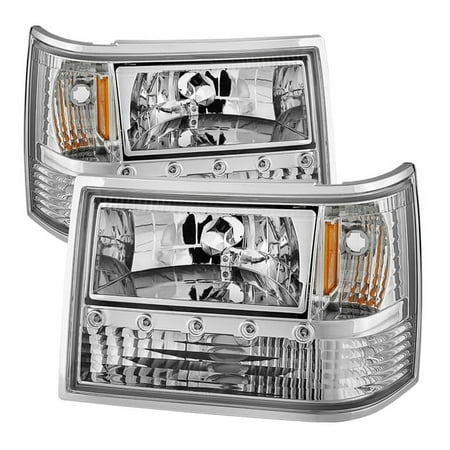 For 93-98 Jeep Grand Cherokee TD 1pc Crystal Headlights (Chrome) TD-HD-ON-JGC93-1PC-LED-C