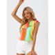 thumbnail image 2 of Blusa de verano con ribete de volantes y un hombro arcoíris para mujer Arcoiris Verde L, 2 of 5