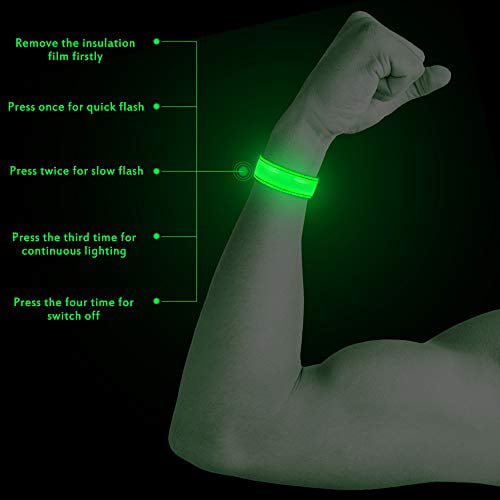 Adjustable LED Slap Armband Sweat Resistant Glowing Sports Band for Joggers Bikers Walkers NASHARIA LED Armband for Running,4 Pack High Visibility Reflective Sports Wristbands