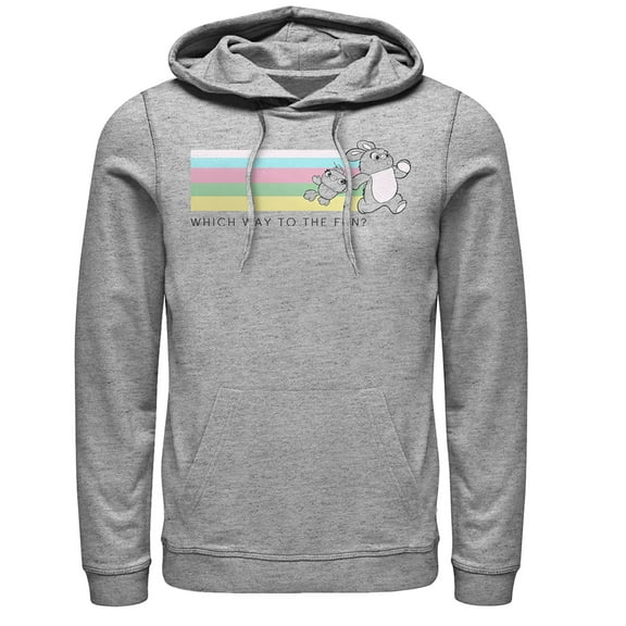 Men's Toy Story Ducky & Bunny Fun Rainbow Race  Pull Over Hoodie Athletic Heather 2X Large