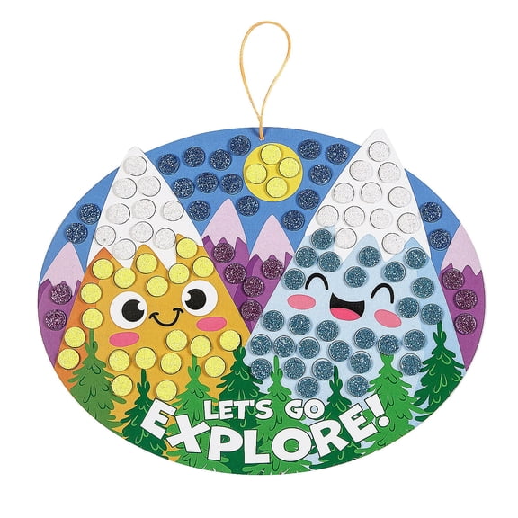 Fun Express Smiling Mountain Mosaic Sign Craft Kit - Vacation Bible School Craft for Kids Creative Arts & Crafts for Church Events Perfect for Group Activities & Creative Fun - 12 Pieces
