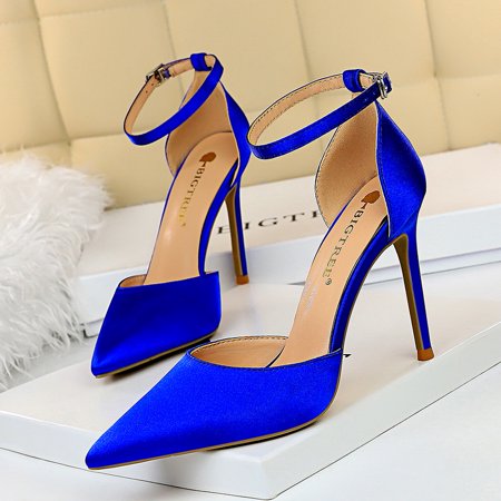 

Women‘s Pointed Toe Pumps Stiletto Ankle Strap Solid Color Sandals Women‘s High Heels