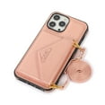 thumbnail image 6 of Phone Case for iPhone 14 Pro Max Wallet Cover with Wrist Crossbody Strap Lanyard Credit Shoulder Card Holder Slot Stand Leather Back Magnetic Flip Cell Accessories For iPhone 14 Pro Max, Pink, 6 of 7