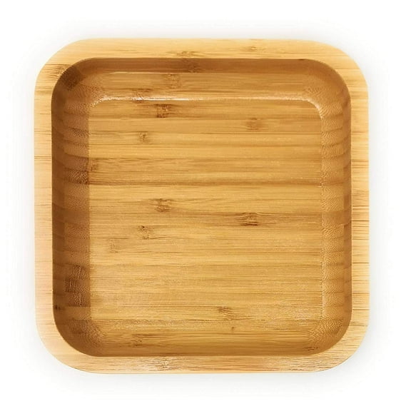 ASIAN HOME Handcraft Natural Bamboo Salad Serving Bowl Fruit Plate Dessert Platter Lunch Tray Square (Lg 8.5")