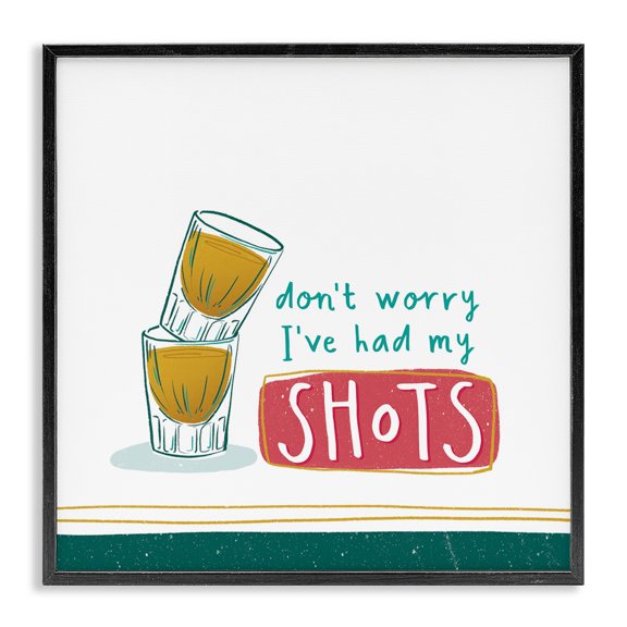 Stupell Industries Eclectic Alcohol Shots Humor Black Framed Giclee Art, 12 x 12, by Courtney Morgenstern