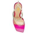 thumbnail image 3 of FSJ Women Bridal Square Open Toe Rhinestone Chunky High Heel Sandals Crystal Chain Adjustable Strap Pumps Summer Prom Party Wedding Shoes Size 5.5 Fuchsia, 3 of 4