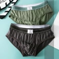 thumbnail image 6 of sunsanly Men Casual Briefs Vertical Striped Pattern Elastic Wide Waistband Mid-rise Panties 3D U-convex Breathable Stretchy Underwear, 6 of 8