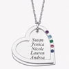 Personalized Planet Family Birthstone Sterling Silver Heart Name Pendant, 20"