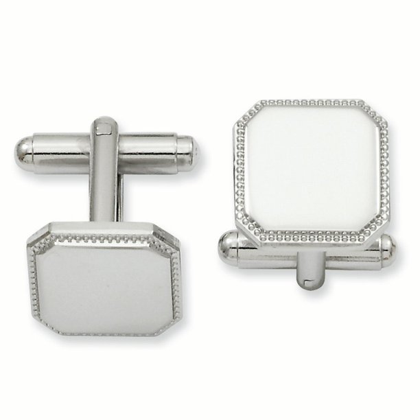 IceCarats Kelly Waters Square Beaded Engravable Cuff Links Mens
