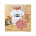 thumbnail image 2 of Jxzom Infant Baby Girls Easter Outfit 3 6 12 18 24 Months Short Sleeve Rabbit Print Romper Elastic Waist Shorts with Hairband 3Pcs Clothes Set, 2 of 7