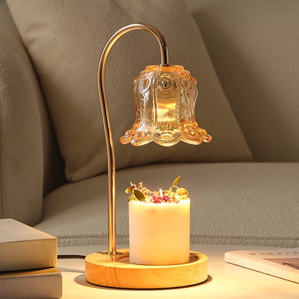 Vela de aromaterapia, lámpara calentadora de velas eléctrica con pantalla de cristal transparente para decoración de habitaciones