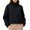 Black, variant on Wool Feel Stand Collar Cropped Jacket for Women, Button Front Long Sleeve, Elegant Casual Fall Outerwear, 1 Piece, S-L