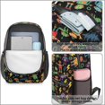 thumbnail image 4 of Robot and Lightning Black Pattern 17" Waterproof Oxford School Backpacks for Teens, S-Shape Padded Straps, for School, Travel, Hiking, Camping, 4 of 5