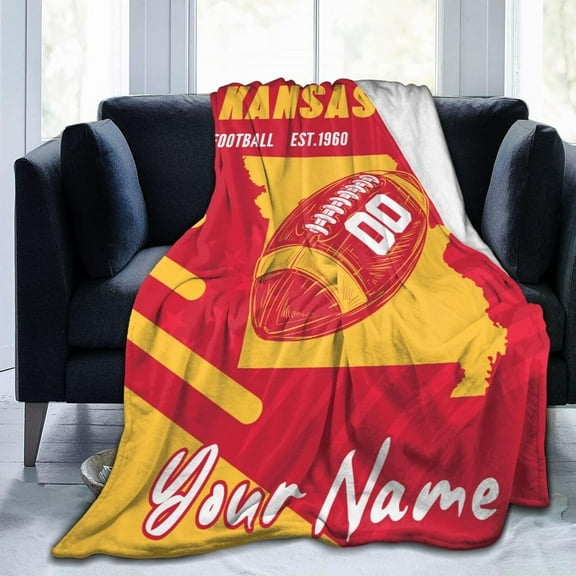 Custom Kansas City Blanket Gifts for Men Women Personalized Fans Add Name and Number Throw Blankets, 30" X 40",40" X 50", 50" X 60", 60" X 80"