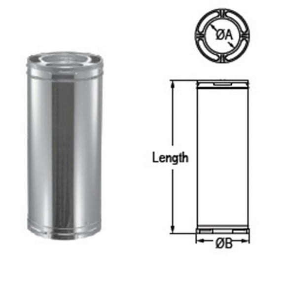 M & G Duravent 6DP-06 6 Inch x 6 Inch Dura-Vent Dura/plus Chimney Length Inner Liner 430-alloy Stainless Galvanized Outer Wall