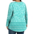 thumbnail image 4 of TQWQT Plus Size Tshirts for Women Boho Womens Size 4x Tops V Neck Long Sleeve Tunic Womens Tops Plus Size Dressy Casual Floral Graphic Tees 4x Womens Plus Size Clothes Cyan 2XL, 4 of 5