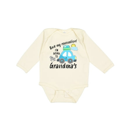 

Inktastic Book My Reservation! I m Going to Grandma s Boys or Girls Long Sleeve Baby Bodysuit
