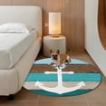 thumbnail image 3 of Round Area Rug 5ft,Nautical White Anchor Ocean Compass Washable Carpet Non-Slip Runner Accent Rugs Indoor Floor Mat for Bedroom Living Room Decor,Farmhouse Retro Blue Wood Grain, 3 of 9