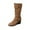 Brown, variant on Womens Boots Knee High Boots Solid Round Toe Side Zipper Thick Sole Wedge Heel Pleated Stacked Long Boots