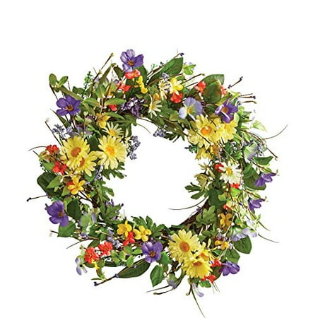Americana Wreath - Wild Daisy Floral Twig 19-1/2