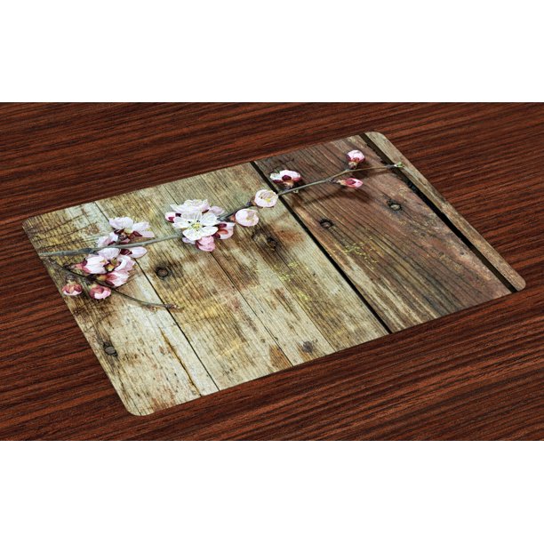 Rustic Placemats Set of 4 Stained Walnut Branch with Soft Twiggy