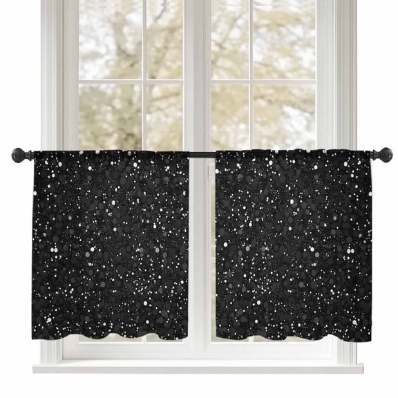 Sheer Curtains 54 inches Long, Abstract Marble Black Texture Sequins Decoration Light Filtering Sheer Window Curtains Rod Pocket Voile Drapes for Bedroom Living Room, 52"W x 54"L 2 Panels