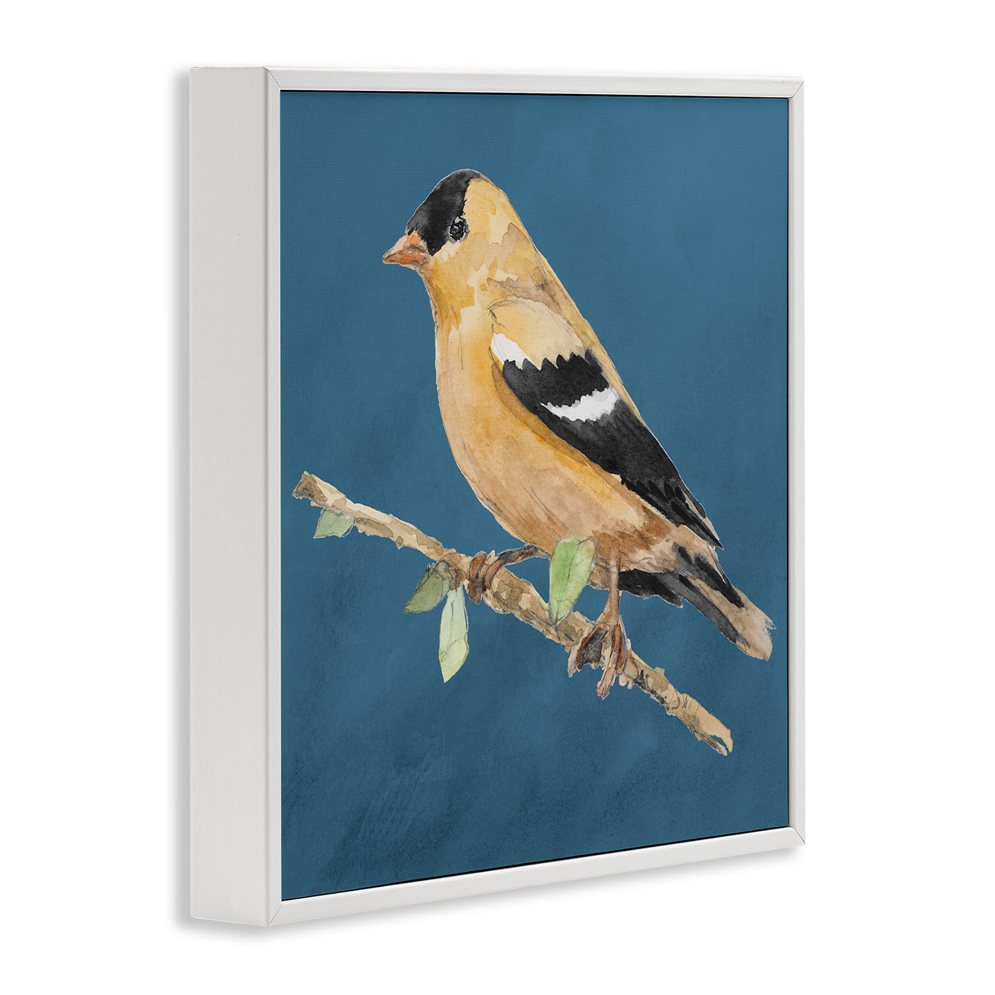 Stupell Industries Traditional Yellow Bird Animals & Insects Painting White Framed Art Print Wall Art, 17 x 17