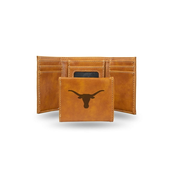 Texas Longhorns Laser Engraved Brown Trifold Wallet