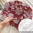 thumbnail image 4 of Cal.King Size Fitted Sheet Set - Botanical Rose Bud 3 Piece Bedding Sets 16" Deep Pocket Fitted Sheet with 2 Pillowcases, Vintage Burgundy Floral Leaves Farmhouse Brushed Microfiber Hotel Bed Sheets, 4 of 9
