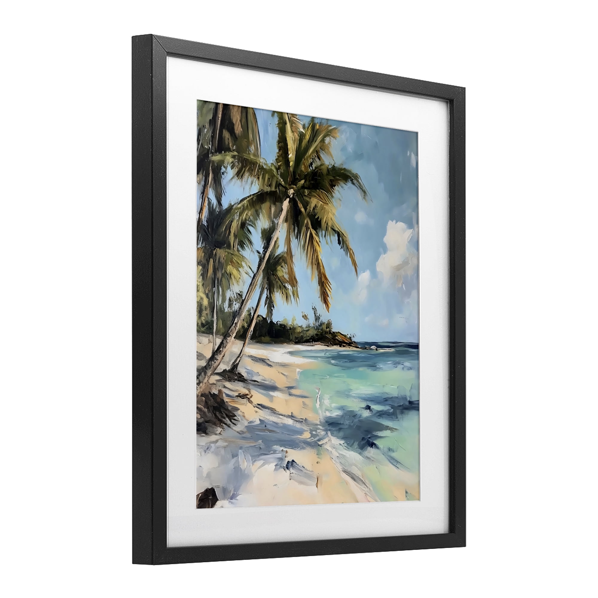 Stupell Industries Tropical Coastline Palm Frond Shadows Black Framed Print Under Glass, design by Franklyn Gregory