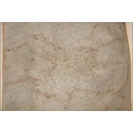 24"x36" Gallery Poster, Map of Eastern mediterranean Sea Italy Greece Egypt Crete 14th century