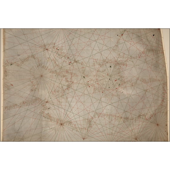 24"x36" Gallery Poster, Map of Eastern mediterranean Sea Italy Greece Egypt Crete 14th century