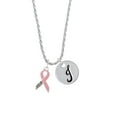 thumbnail image 1 of Delight Jewelry Pink Ribbon ''Help'' Silvertone Script Initial Disc - J - Charm Necklace, 20"+3", 1 of 4