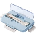 thumbnail image 4 of Lunch Box, 3 Compartment Sealed Bento Box and Cutlery Set Lunch Boxes for Kid Adult Work School, Suitable for Microwave and Dishwasher (Blue), 4 of 6