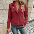 thumbnail image 6 of Noric Women's Zip Up Jacket Long Sleeve Lapel Collar with Pockets Stylish Jacquard Casual Slim Fit Motorcycle Jacket for Spring Fall Winter, 6 of 9