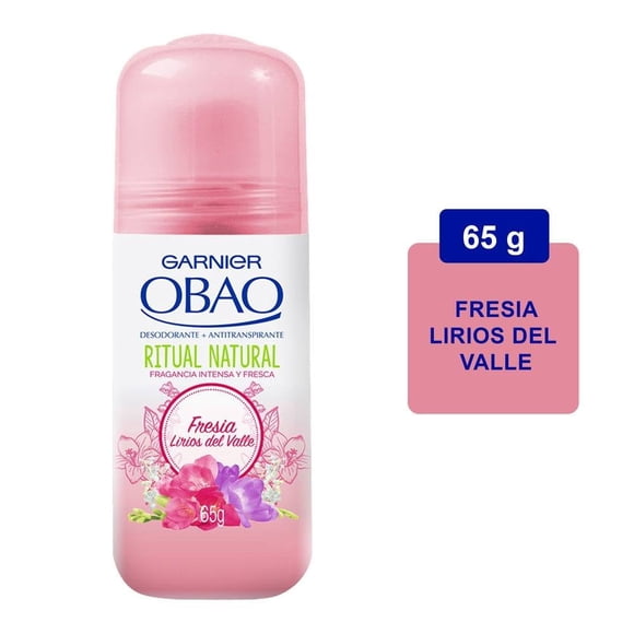 Desodorante antitranspirante Garnier Obao ritual natural fresia en roll on para dama 65 g