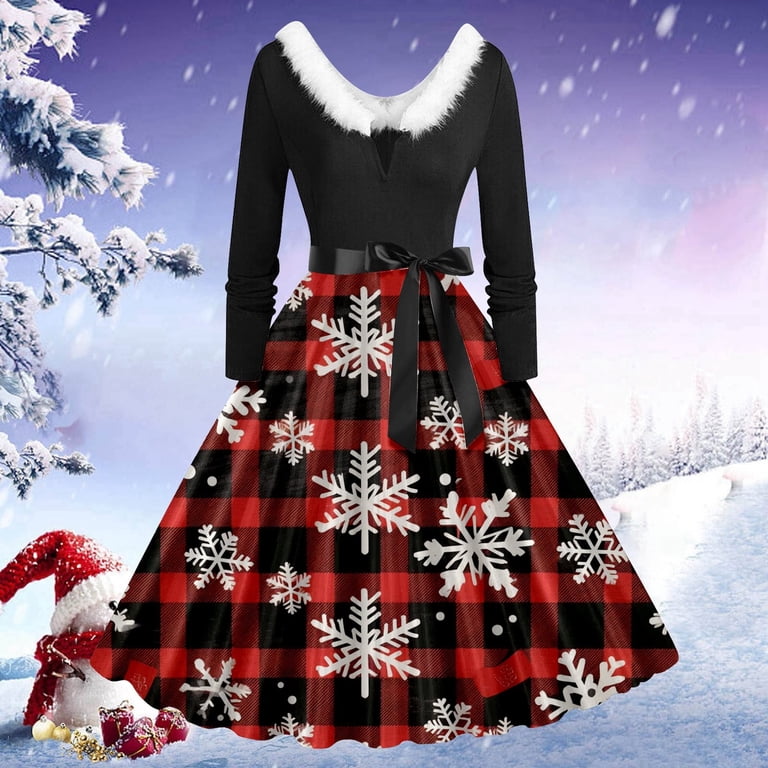 white christmas dresses Blushing Elegance: Lady Christmas Party Dress with Big Bow Detail