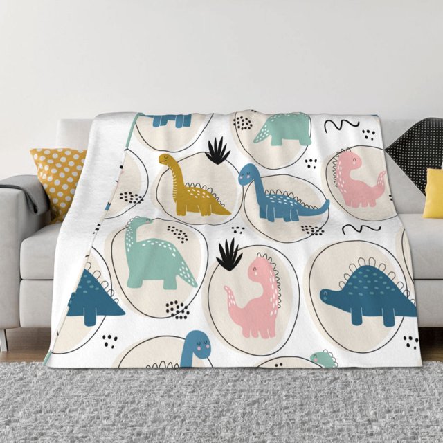 Balery Cute Dinosaurs Manta de Franela con Dibujo, Lujo Ultra Suave y Cálido, Antipelusa y Resistente a las Arrugas para Cama, Sofá, Camping -60"x50"