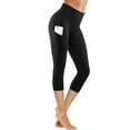 thumbnail image 2 of DHFJKG Yoga Athletic Capri Leggings For Womens With Side Pockets Quick-Dry Tummy Control High Waist Solid Color Fitness Workout Pants Versatile Tights, 2 of 5