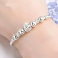 thumbnail image 2 of K-KED 925 Sterling Silver Round Ball Charms Cuff Bangle Bracelet Wedding Engagement-default, 2 of 4